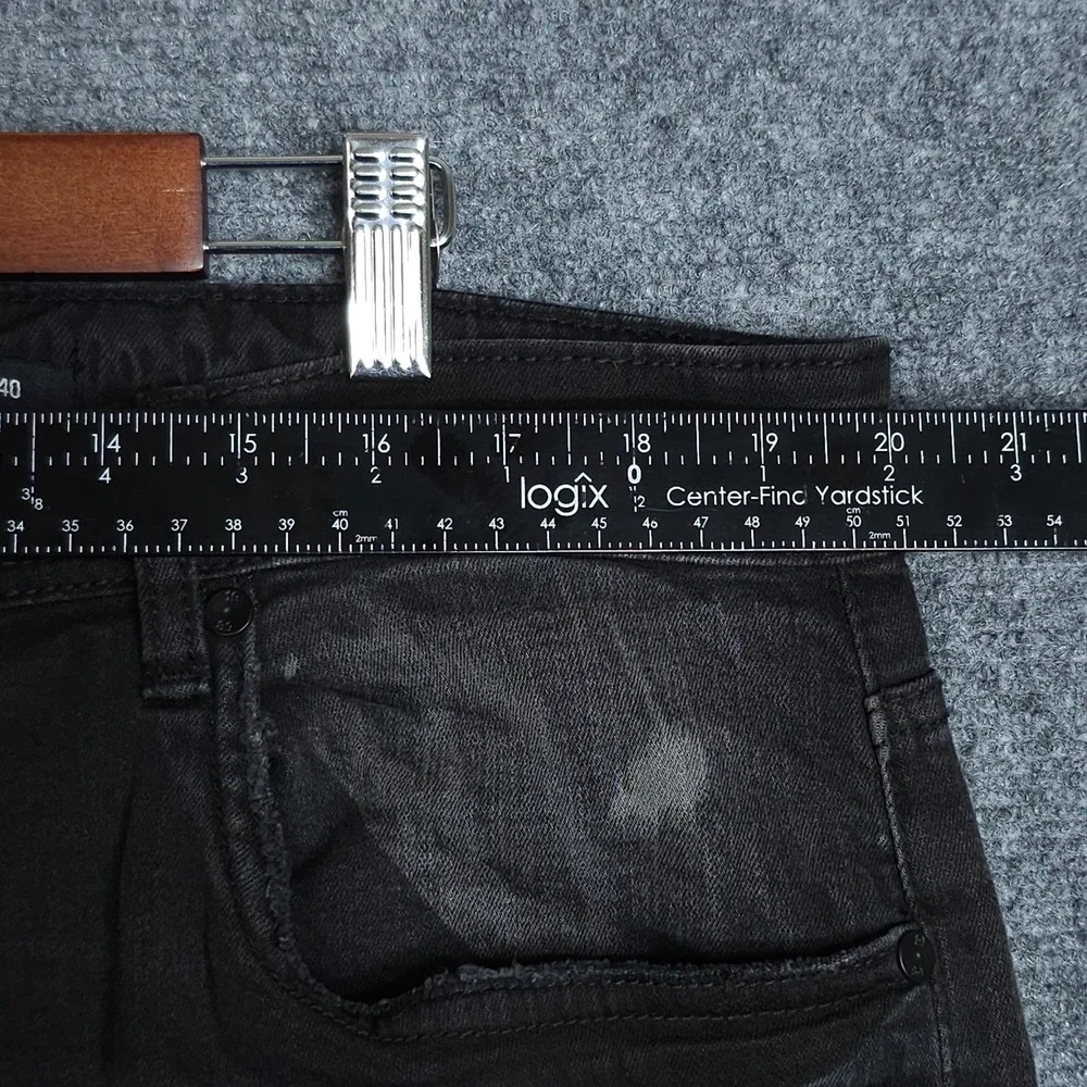 Jordan Craig Jean Shorts Mens 40 Black Bermuda Faded Denim Frayed Jorts Hip Hop